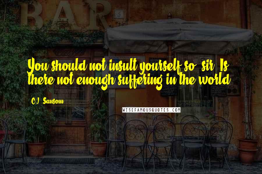 C.J. Sansom Quotes: You should not insult yourself so, sir. Is there not enough suffering in the world?