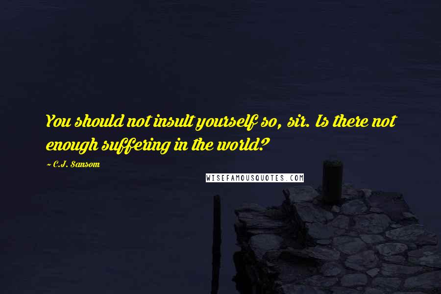 C.J. Sansom Quotes: You should not insult yourself so, sir. Is there not enough suffering in the world?