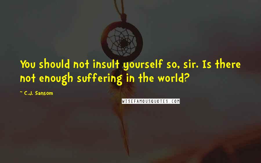 C.J. Sansom Quotes: You should not insult yourself so, sir. Is there not enough suffering in the world?