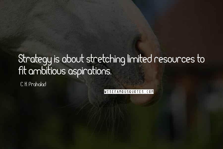 C. K. Prahalad Quotes: Strategy is about stretching limited resources to fit ambitious aspirations.