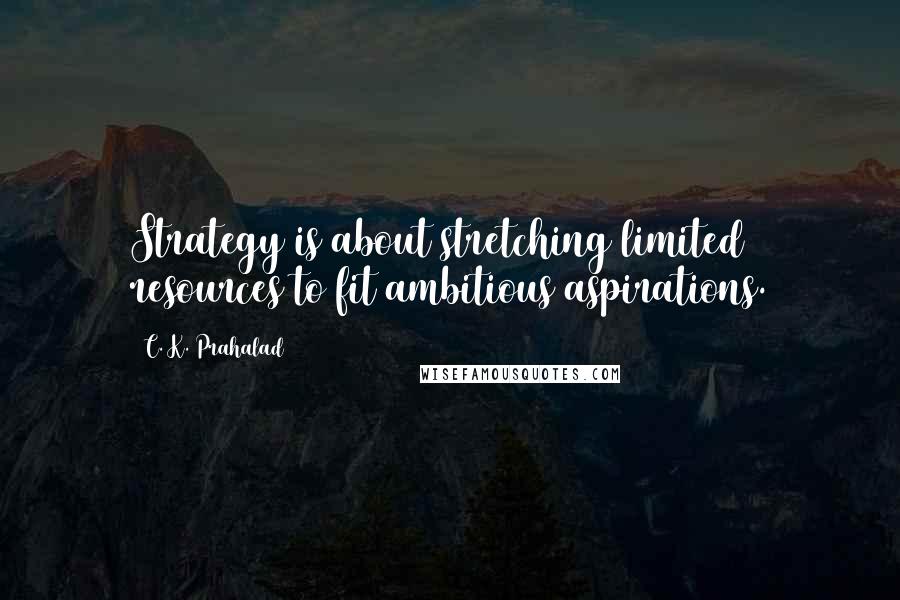 C. K. Prahalad Quotes: Strategy is about stretching limited resources to fit ambitious aspirations.