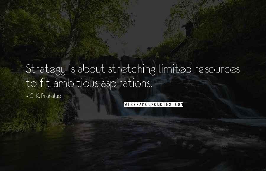 C. K. Prahalad Quotes: Strategy is about stretching limited resources to fit ambitious aspirations.