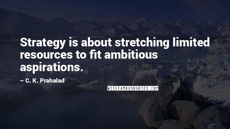 C. K. Prahalad Quotes: Strategy is about stretching limited resources to fit ambitious aspirations.