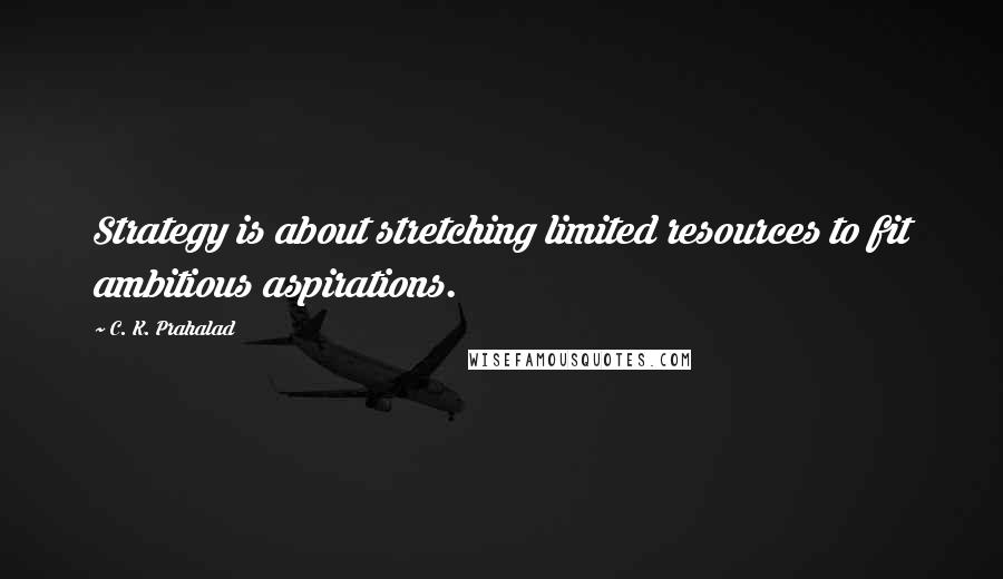 C. K. Prahalad Quotes: Strategy is about stretching limited resources to fit ambitious aspirations.