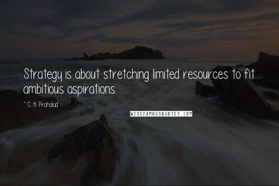 C. K. Prahalad Quotes: Strategy is about stretching limited resources to fit ambitious aspirations.