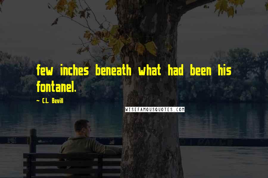 C.L. Bevill Quotes: few inches beneath what had been his fontanel.