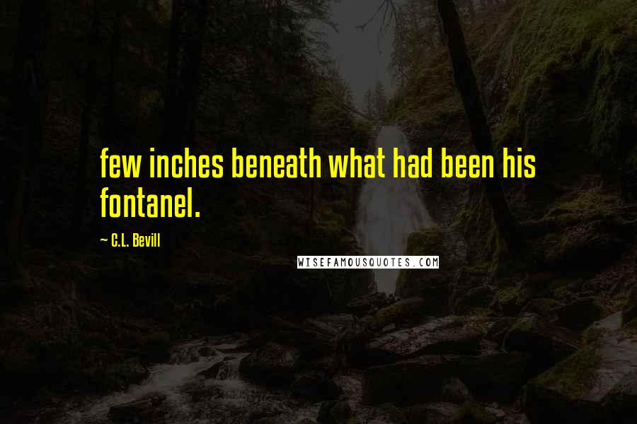 C.L. Bevill Quotes: few inches beneath what had been his fontanel.