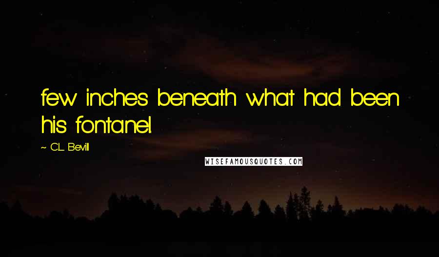 C.L. Bevill Quotes: few inches beneath what had been his fontanel.