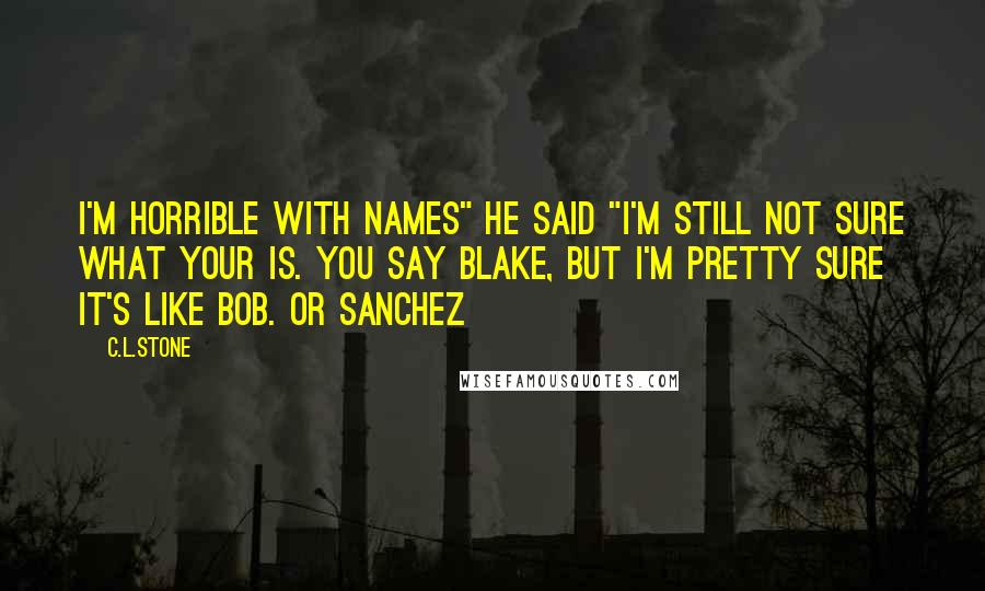 C.L.Stone Quotes: I'm horrible with names" He said "I'm still not sure what your is. You say Blake, but I'm pretty sure it's like Bob. Or Sanchez