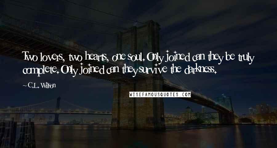 C.L. Wilson Quotes: Two lovers, two hearts, one soul.Only joined can they be truly complete.Only joined can they survive the darkness.