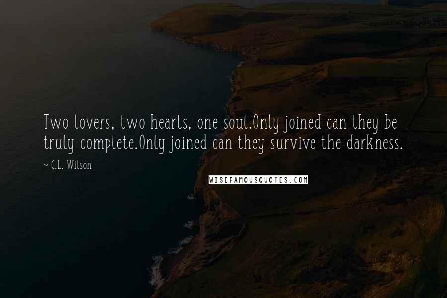 C.L. Wilson Quotes: Two lovers, two hearts, one soul.Only joined can they be truly complete.Only joined can they survive the darkness.