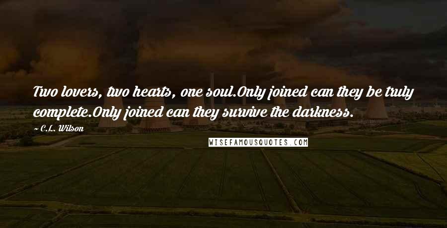 C.L. Wilson Quotes: Two lovers, two hearts, one soul.Only joined can they be truly complete.Only joined can they survive the darkness.