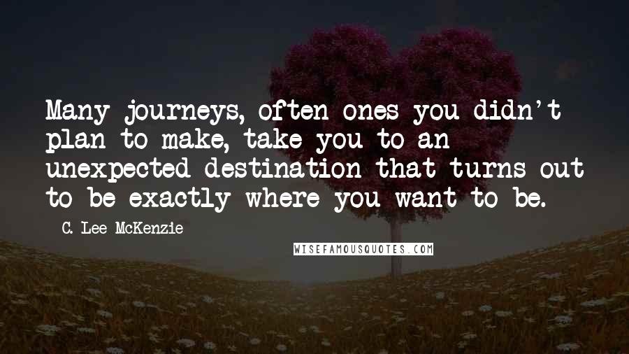 C. Lee McKenzie Quotes: Many journeys, often ones you didn't plan to make, take you to an unexpected destination that turns out to be exactly where you want to be.