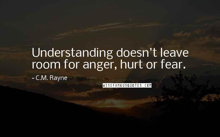 C.M. Rayne Quotes: Understanding doesn't leave room for anger, hurt or fear.