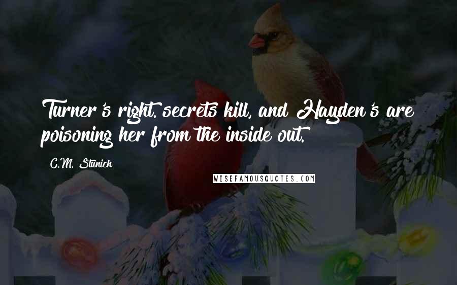 C.M. Stunich Quotes: Turner's right. secrets kill, and Hayden's are poisoning her from the inside out.