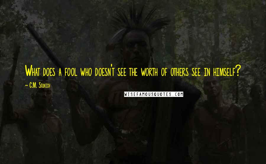 C.M. Stunich Quotes: What does a fool who doesn't see the worth of others see in himself?