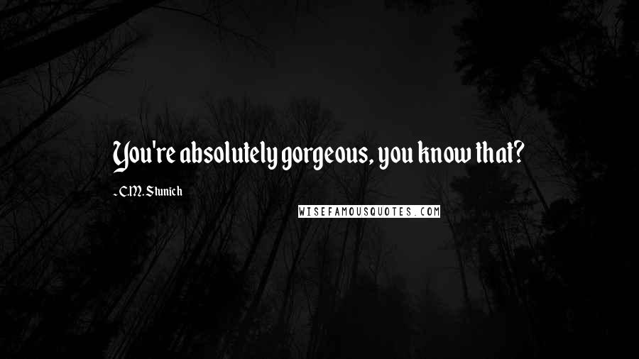 C.M. Stunich Quotes: You're absolutely gorgeous, you know that?