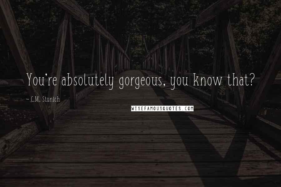 C.M. Stunich Quotes: You're absolutely gorgeous, you know that?