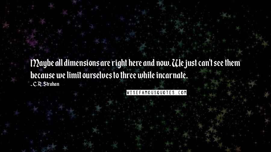 C.R. Strahan Quotes: Maybe all dimensions are right here and now. We just can't see them because we limit ourselves to three while incarnate.
