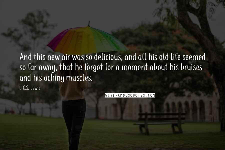 C.S. Lewis Quotes: And this new air was so delicious, and all his old life seemed so far away, that he forgot for a moment about his bruises and his aching muscles.
