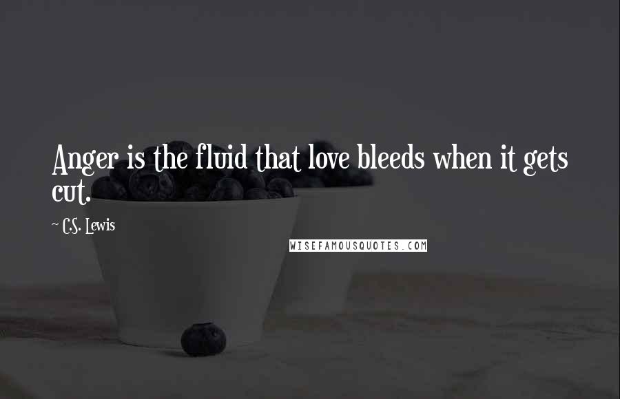 C.S. Lewis Quotes: Anger is the fluid that love bleeds when it gets cut.