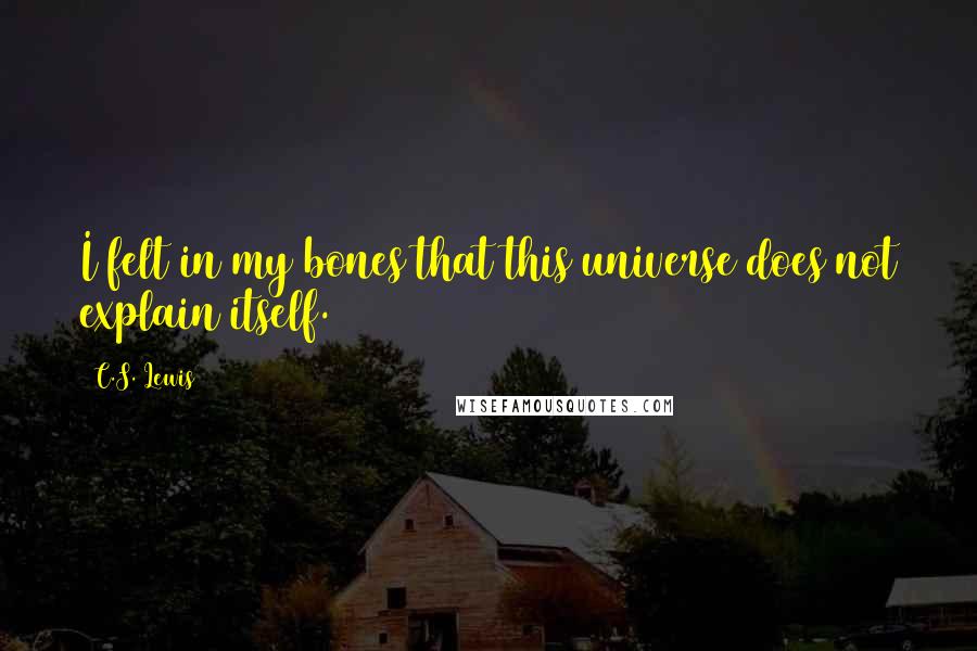 C.S. Lewis Quotes: I felt in my bones that this universe does not explain itself.