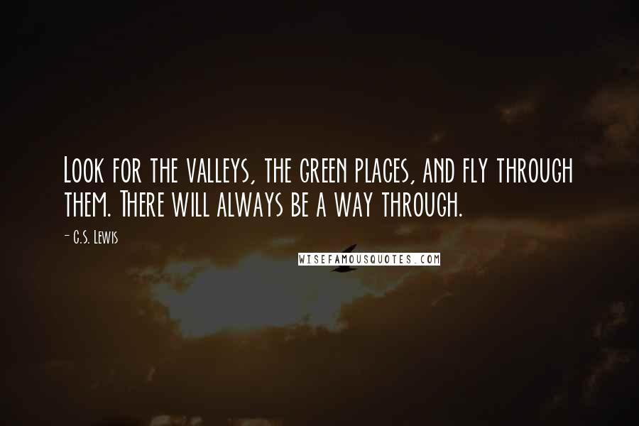C.S. Lewis Quotes: Look for the valleys, the green places, and fly through them. There will always be a way through.