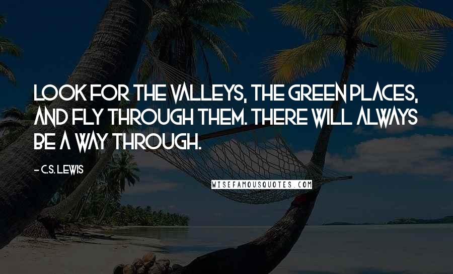 C.S. Lewis Quotes: Look for the valleys, the green places, and fly through them. There will always be a way through.