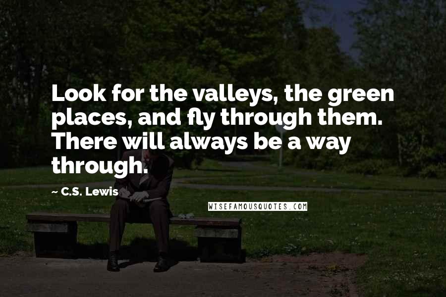 C.S. Lewis Quotes: Look for the valleys, the green places, and fly through them. There will always be a way through.