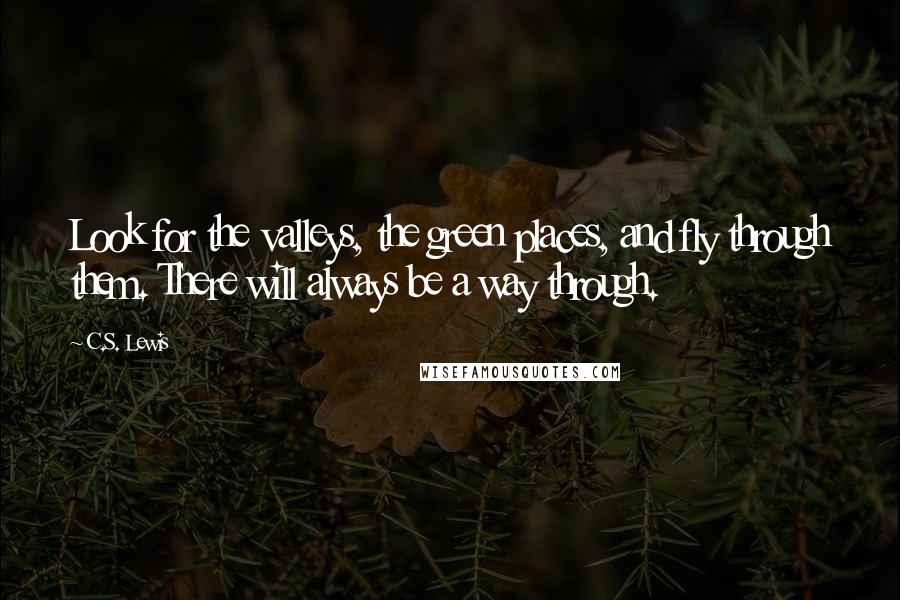 C.S. Lewis Quotes: Look for the valleys, the green places, and fly through them. There will always be a way through.
