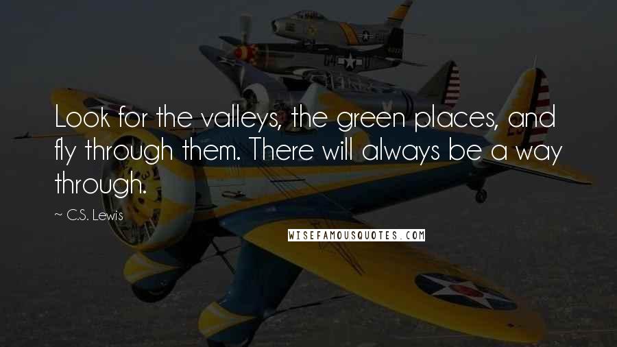 C.S. Lewis Quotes: Look for the valleys, the green places, and fly through them. There will always be a way through.