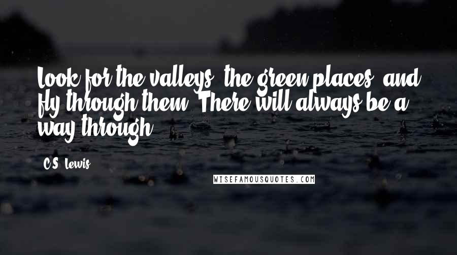 C.S. Lewis Quotes: Look for the valleys, the green places, and fly through them. There will always be a way through.