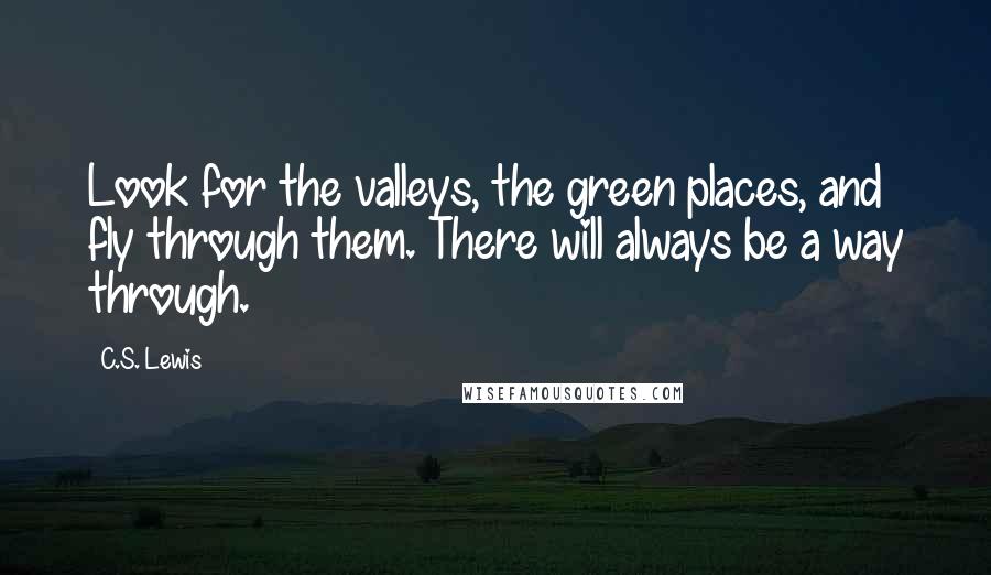 C.S. Lewis Quotes: Look for the valleys, the green places, and fly through them. There will always be a way through.