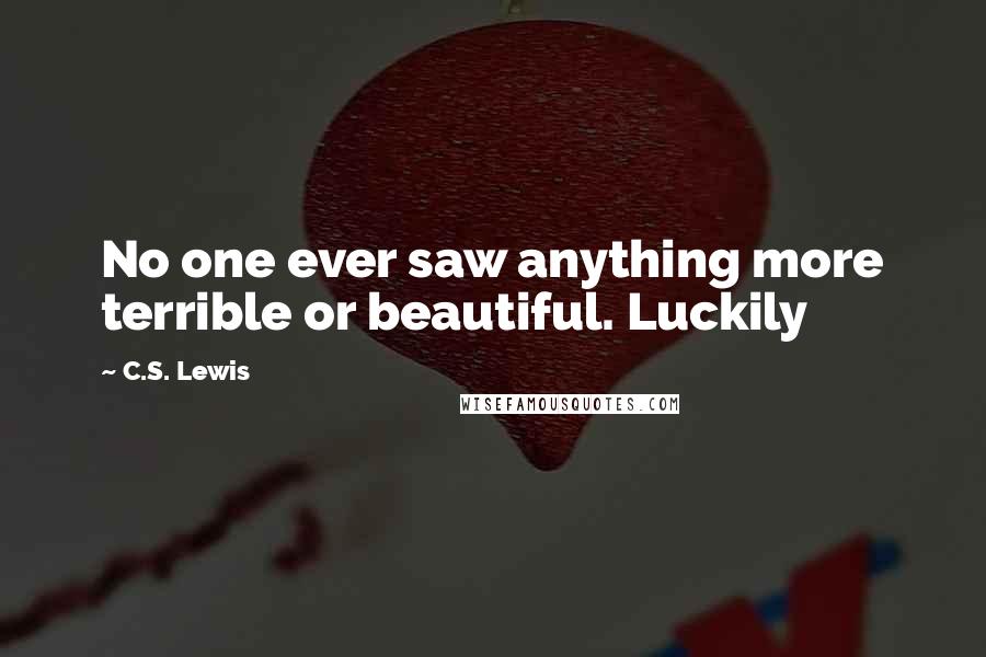 C.S. Lewis Quotes: No one ever saw anything more terrible or beautiful. Luckily