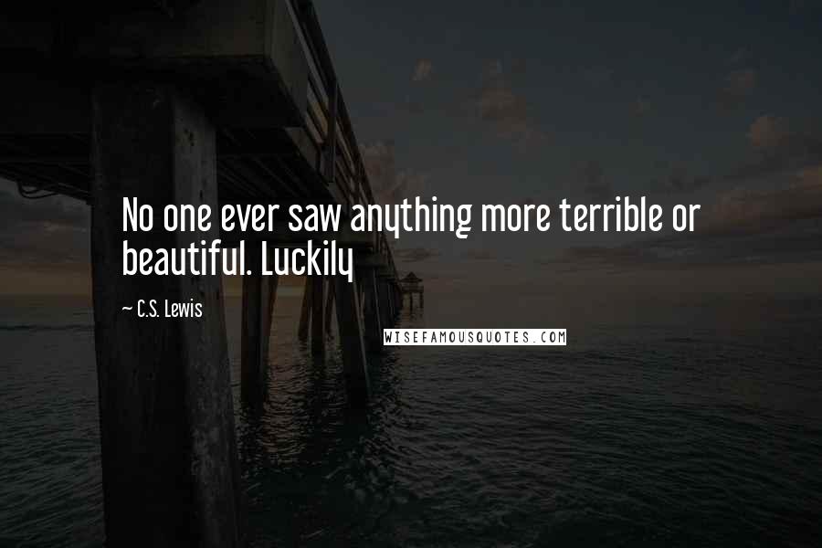 C.S. Lewis Quotes: No one ever saw anything more terrible or beautiful. Luckily