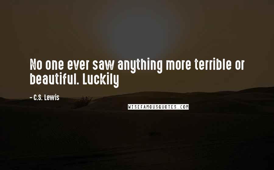 C.S. Lewis Quotes: No one ever saw anything more terrible or beautiful. Luckily