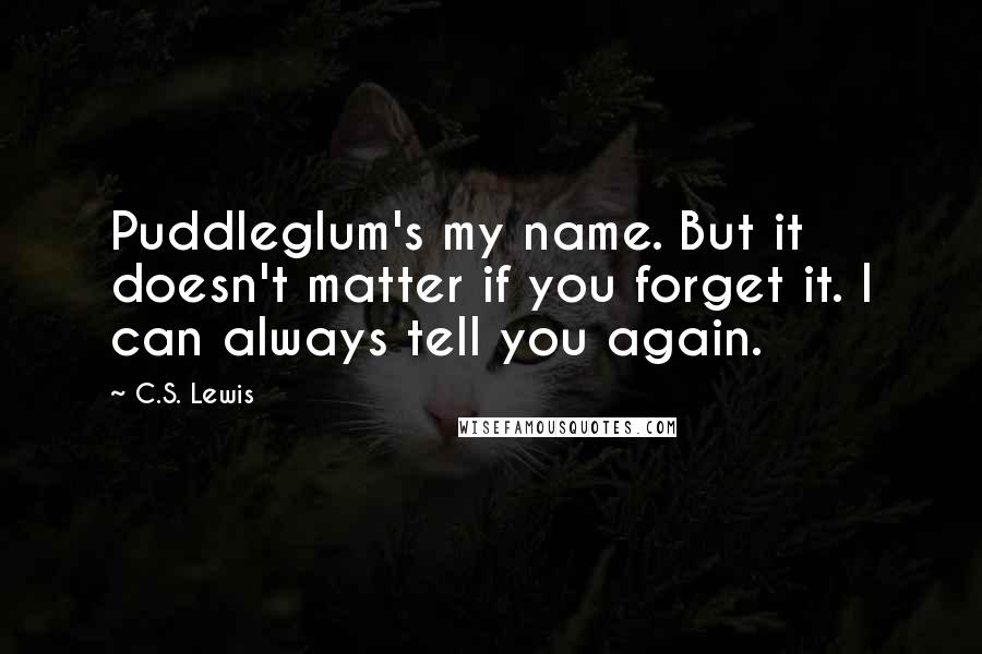 C.S. Lewis Quotes: Puddleglum's my name. But it doesn't matter if you forget it. I can always tell you again.