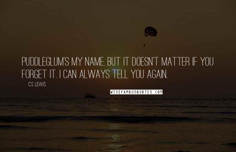 C.S. Lewis Quotes: Puddleglum's my name. But it doesn't matter if you forget it. I can always tell you again.