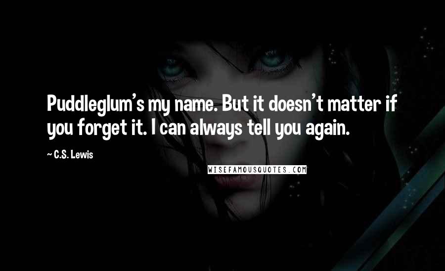 C.S. Lewis Quotes: Puddleglum's my name. But it doesn't matter if you forget it. I can always tell you again.