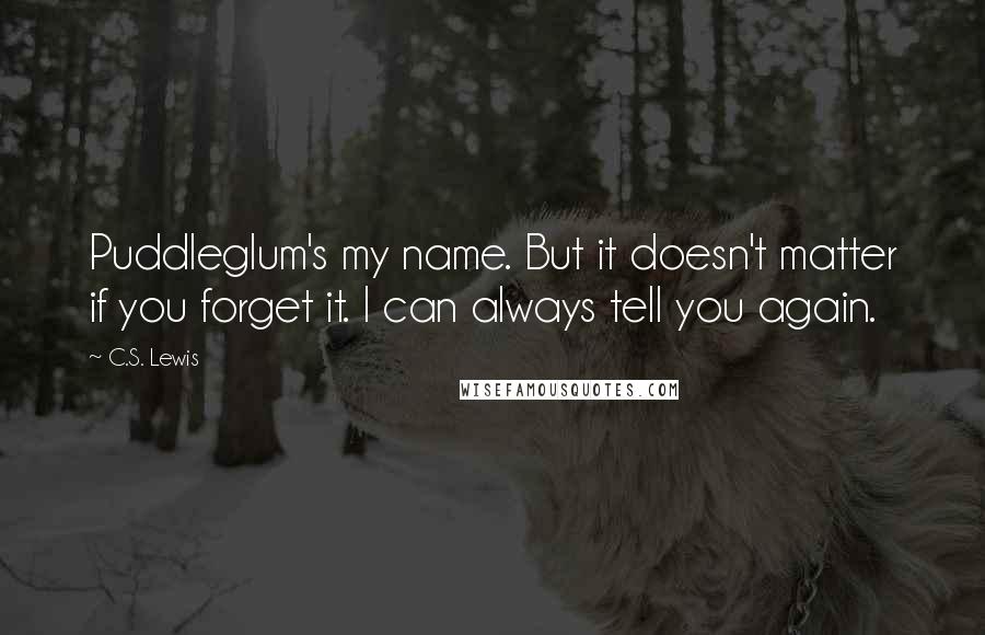 C.S. Lewis Quotes: Puddleglum's my name. But it doesn't matter if you forget it. I can always tell you again.