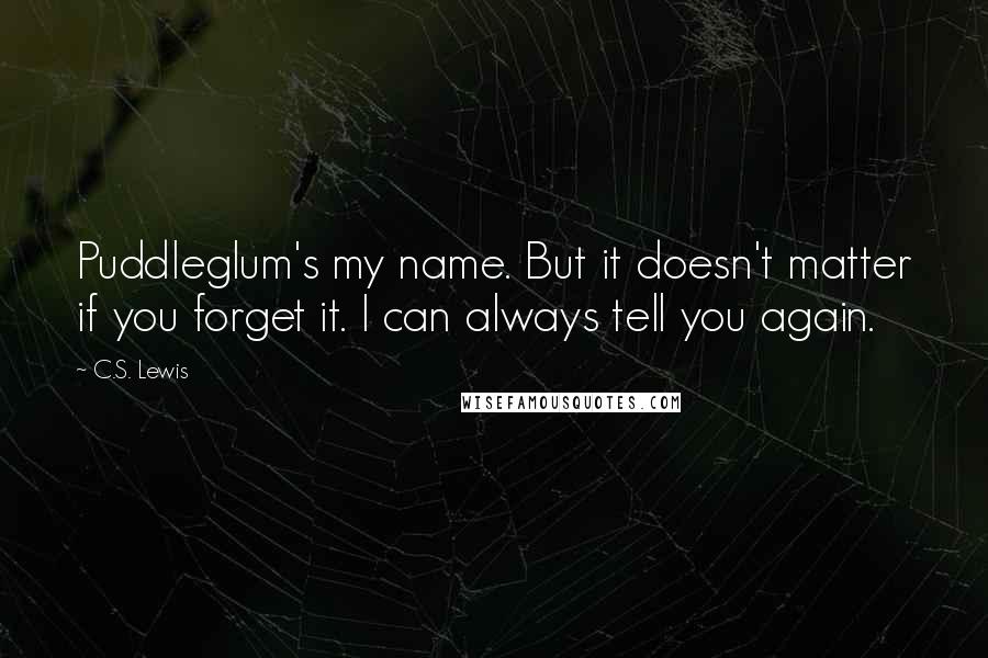 C.S. Lewis Quotes: Puddleglum's my name. But it doesn't matter if you forget it. I can always tell you again.