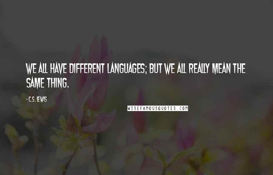 C.S. Lewis Quotes: We all have different languages; but we all really mean the same thing.