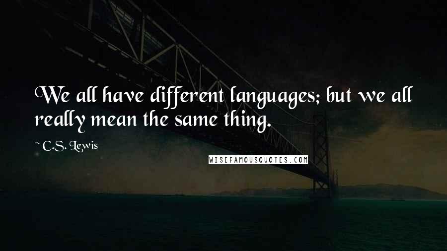 C.S. Lewis Quotes: We all have different languages; but we all really mean the same thing.