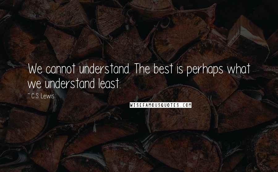 C.S. Lewis Quotes: We cannot understand. The best is perhaps what we understand least.