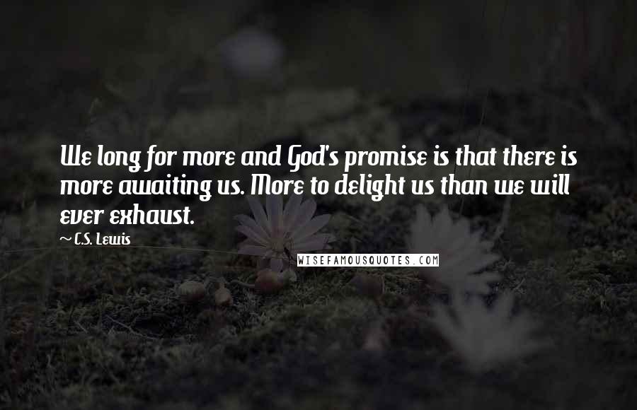 C.S. Lewis Quotes: We long for more and God's promise is that there is more awaiting us. More to delight us than we will ever exhaust.