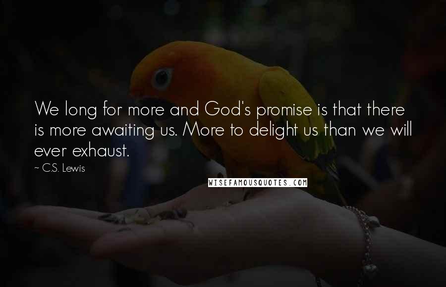 C.S. Lewis Quotes: We long for more and God's promise is that there is more awaiting us. More to delight us than we will ever exhaust.