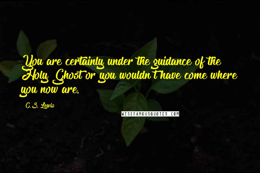 C.S. Lewis Quotes: You are certainly under the guidance of the Holy Ghost or you wouldn't have come where you now are.