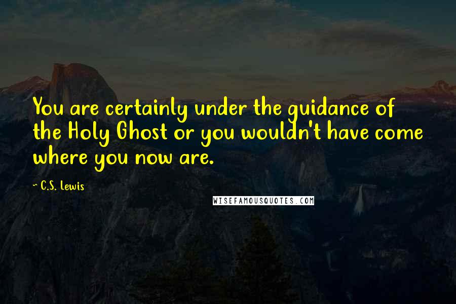 C.S. Lewis Quotes: You are certainly under the guidance of the Holy Ghost or you wouldn't have come where you now are.