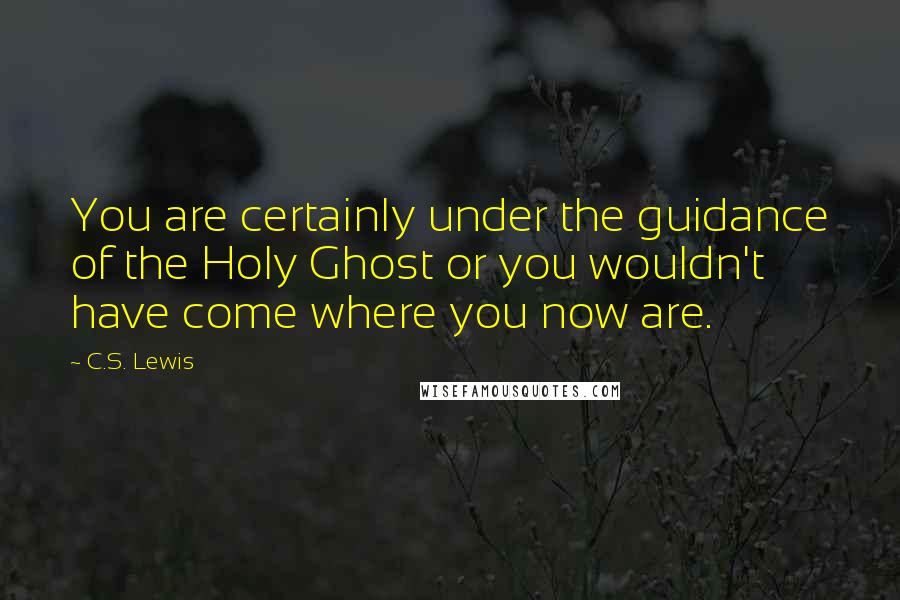 C.S. Lewis Quotes: You are certainly under the guidance of the Holy Ghost or you wouldn't have come where you now are.