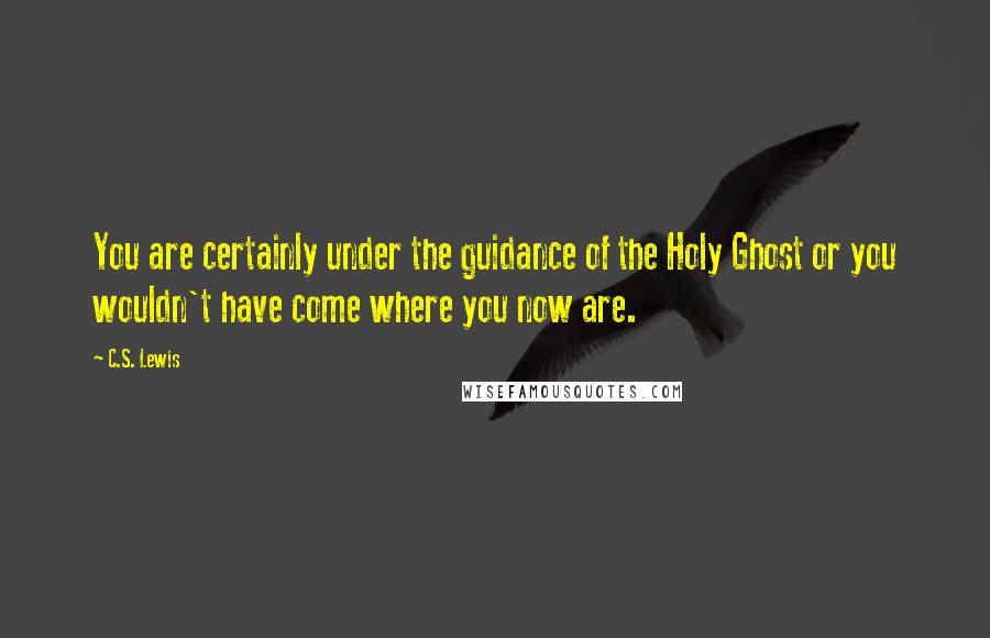 C.S. Lewis Quotes: You are certainly under the guidance of the Holy Ghost or you wouldn't have come where you now are.